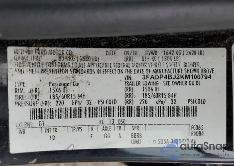 2019 Ford Fiesta Se z USA, uszkodzony, nr VIN 3FADP4BJ2KM100794